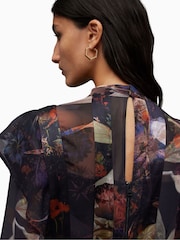 AllSaints Brown Fleur Long Sleeve Tippi Dress - Image 6 of 8