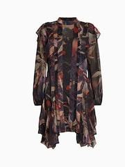 AllSaints Brown Fleur Long Sleeve Tippi Dress - Image 8 of 8