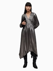 Obleka kovinske barve Allsaints Estelle - Slika 4 iz 7