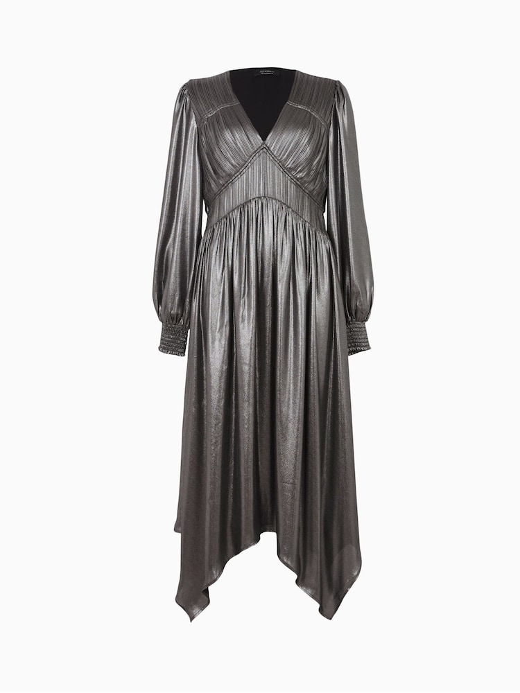 Obleka kovinske barve Allsaints Estelle - Slika 7 iz 7