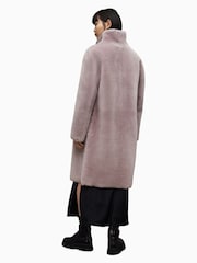 AllSaints Pink 100% Cotton Serra Shearling Coat - Image 2 of 9