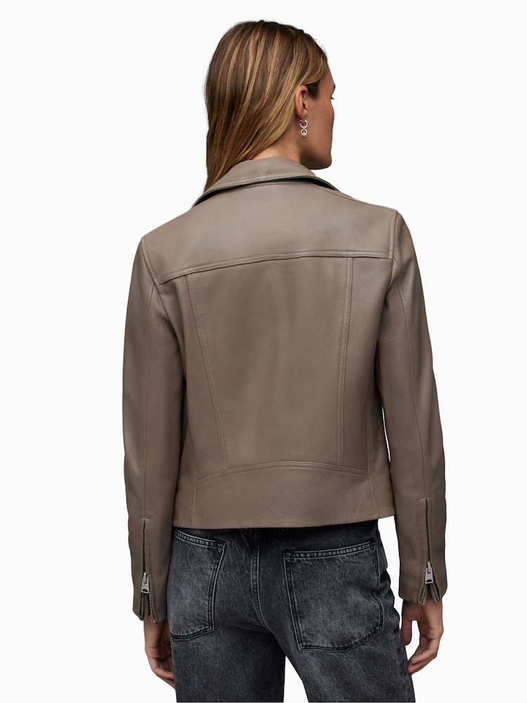 AllSaints Grey Dalby Biker Jacket - Image 2 of 5
