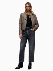 AllSaints Grey Dalby Biker Jacket - Image 3 of 5
