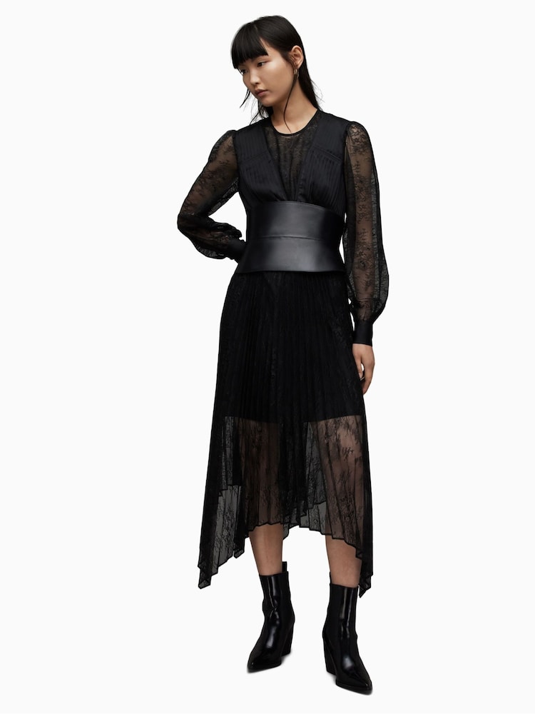 AllSaints Black Lace Norah Dress - Image 1 of 9