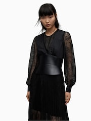 AllSaints Black Lace Norah Dress - Image 5 of 9
