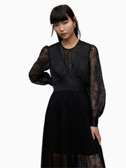 AllSaints Black Lace Norah Dress - Image 6 of 9