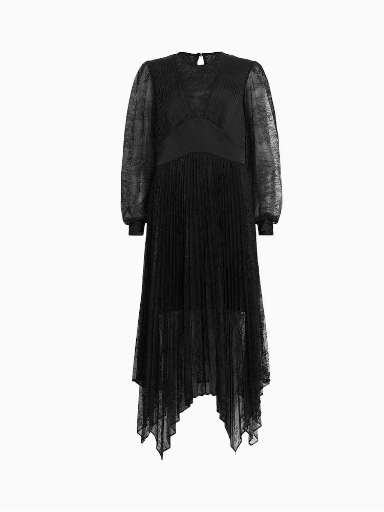 AllSaints Black Lace Norah Dress - Image 9 of 9