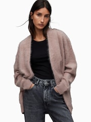 AllSaints Pink Tessa Cashmere Cardigan - Image 1 of 7
