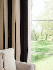 Black/White Stripe Linford Velvet Eyelet Lined Curtains - Image 4 of 5
