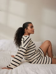 Monochrome Stripe Crochet Short Set - Image 1 of 10