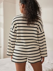 Monochrome Stripe Crochet Short Set - Image 4 of 10