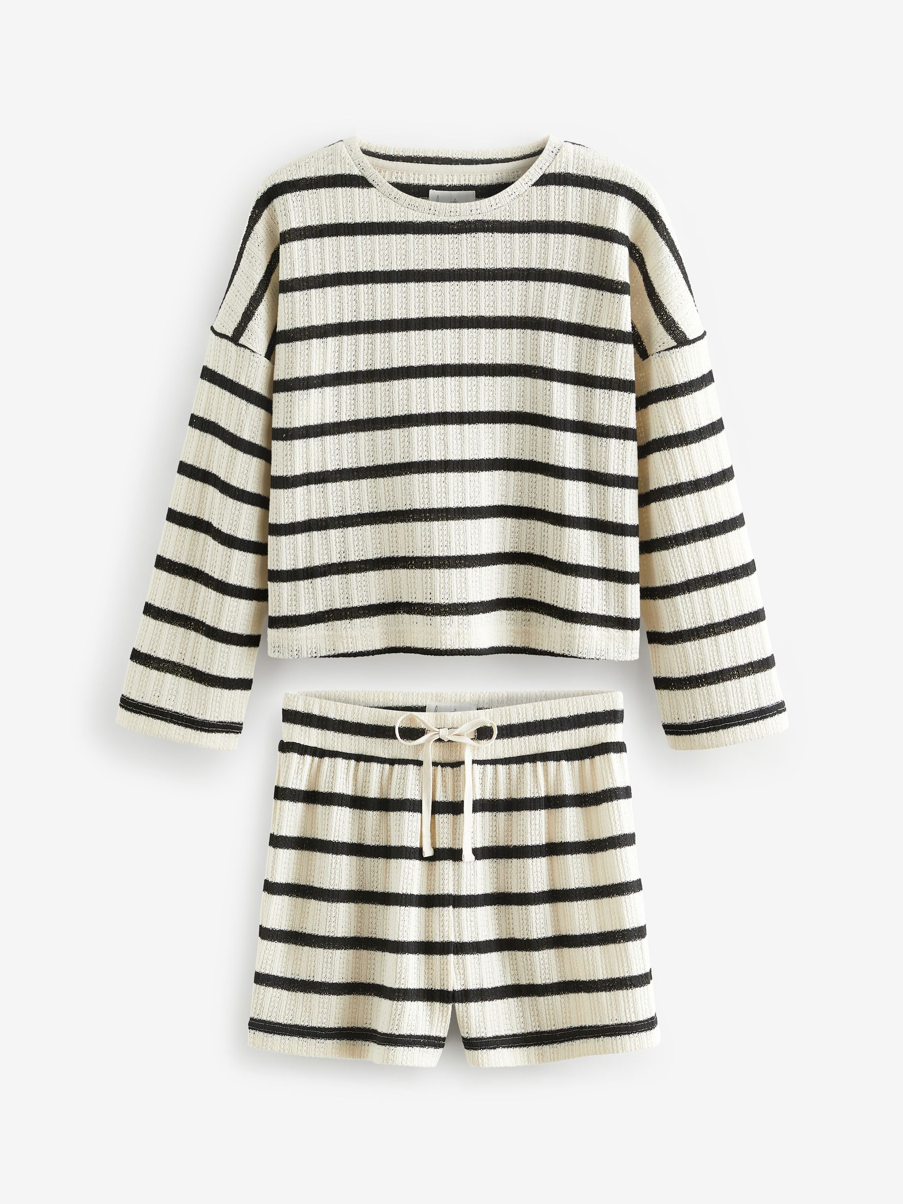 Buy Monochrome Stripe Crochet Short Set from Next Luxembourg