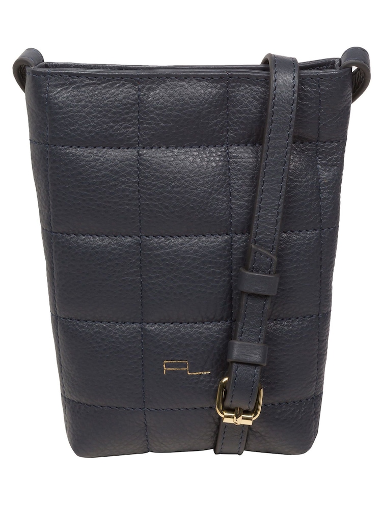 Pure Luxuries London Elouise Nappa Leather Cross-Body Phone Brown Bag - Image 1 of 6