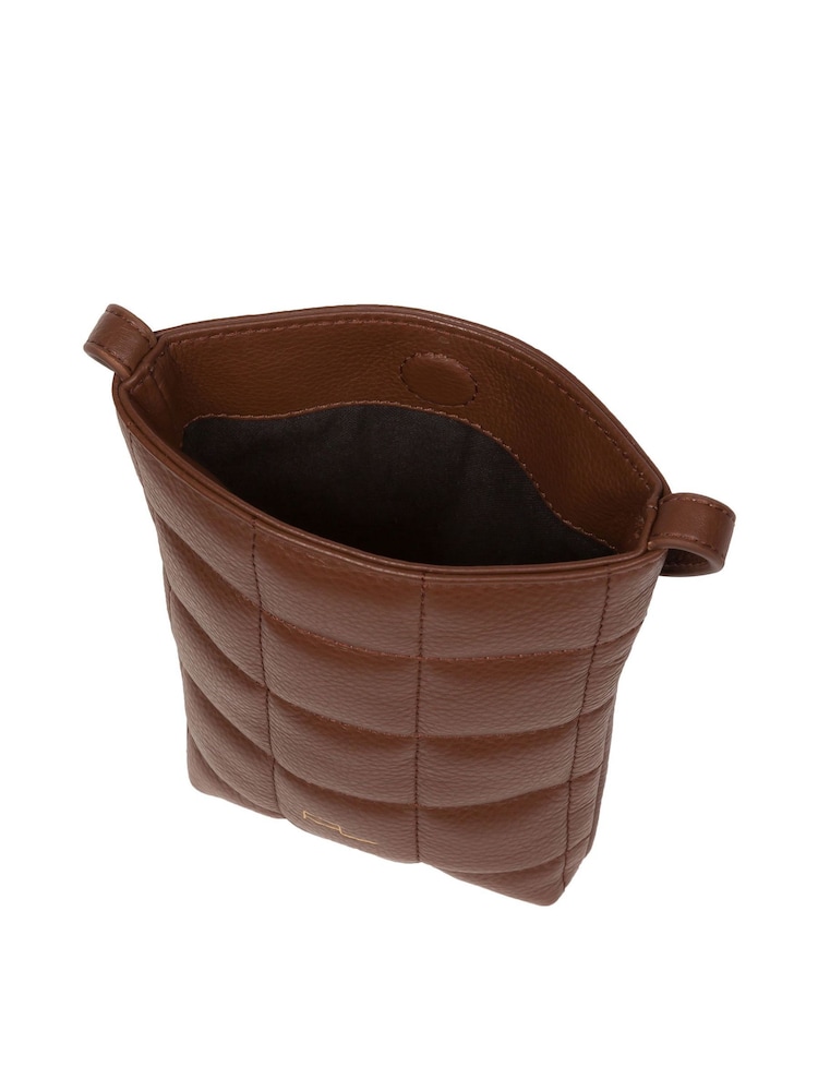 Pure Luxuries London Elouise Nappa Leather Cross-Body Phone Brown Bag - Image 6 of 6