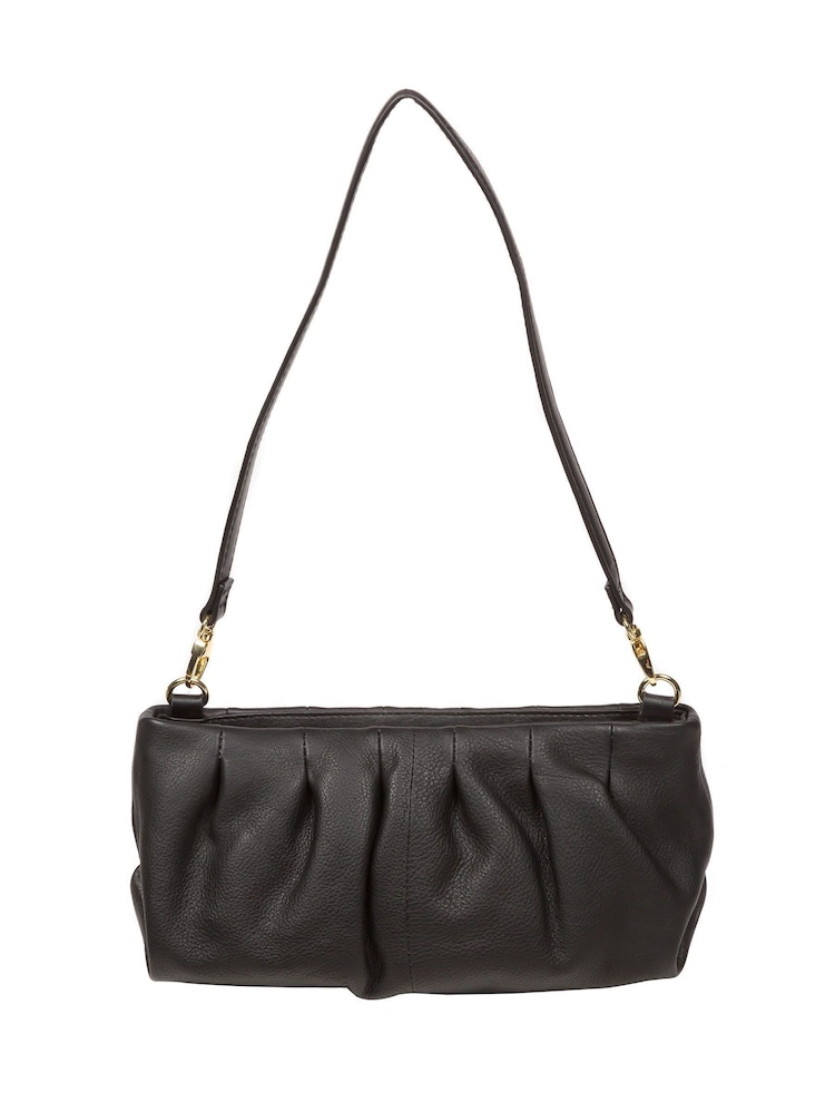Schwarz - Pure Luxuries London Victoria Clutch aus Nappaleder mit Trageriemen - Bild 1 von 8