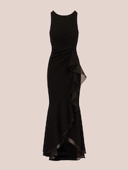 Adrianna Papell Ruffle Crepe Halter Gown - Image 6 of 7