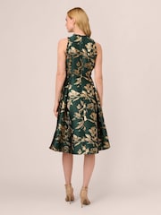 Adrianna Papell Green Ruffle Jacquard Dress - Image 2 of 7