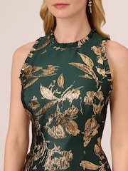Adrianna Papell Green Ruffle Jacquard Dress - Image 5 of 7