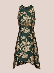 Adrianna Papell Green Ruffle Jacquard Dress - Image 6 of 7