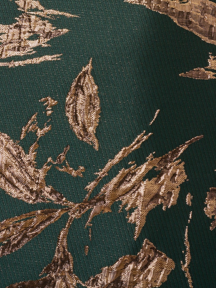 Adrianna Papell Green Ruffle Jacquard Dress - Image 7 of 7