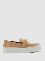Reiss Neutral Adelina Leather Loafer Trainers - Image 1 of 5