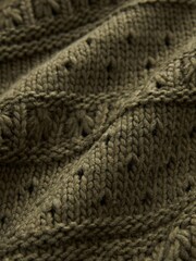 Khaki Green Stitchy Zip Up Cardigan - Image 6 of 6