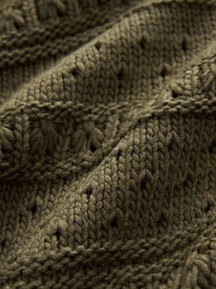 Khaki Green Stitchy Zip Up Cardigan - Image 6 of 6