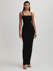 Good American Black Good American Plisse Maxi Dress - Image 1 of 5