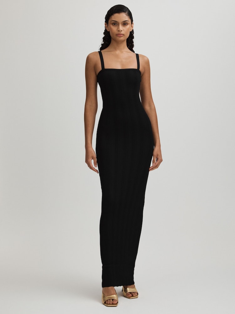 Good American Black Good American Plisse Maxi Dress - Image 1 of 5