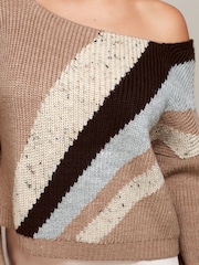 Neutral Brown Off The Shoulder Jumper - Image 4 of 6