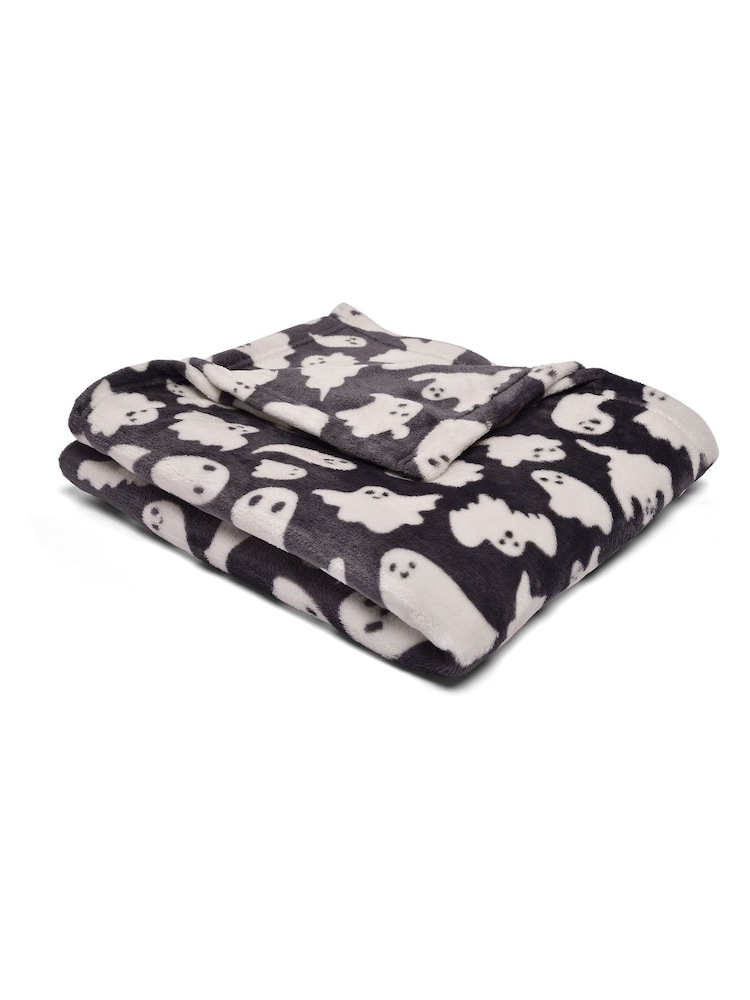 Bedlam Black Teddy Spooky Ghosts Plush Fleece Throw - Image 2 of 3
