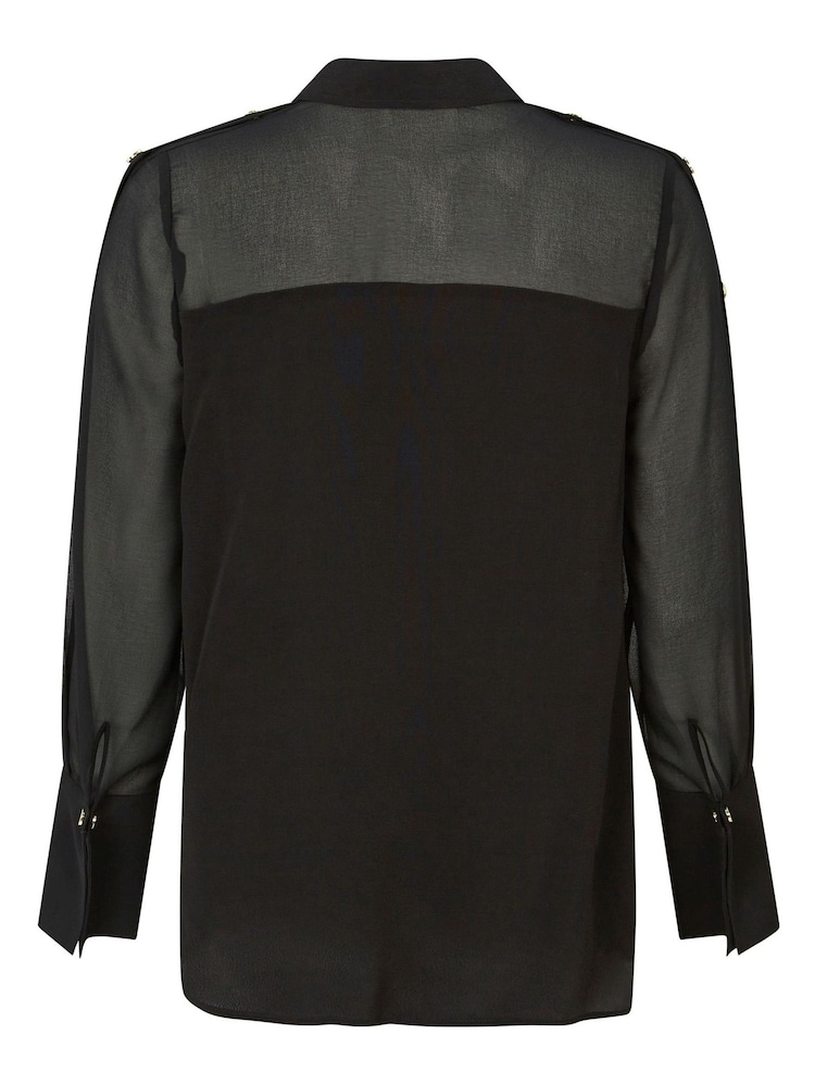 Mint Velvet Black Button Detail Shirt - Image 4 of 4