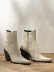 Mint Velvet Cream Blocked Cowboy Boots - Image 2 of 4