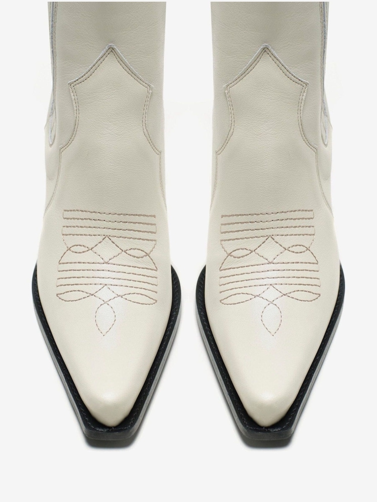 Mint Velvet Cream Blocked Cowboy Boots - Image 4 of 4