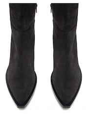 Mint Velvet Grey Suede Long Cowboy Boots - Image 2 of 4