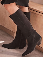 Mint Velvet Grey Suede Long Cowboy Boots - Image 4 of 4