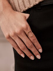 Mint Velvet Gold Plated Oval Pave Ring - Image 1 of 3