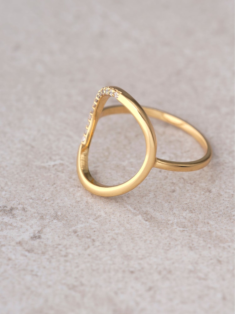 Mint Velvet Gold Plated Oval Pave Ring - Image 2 of 3