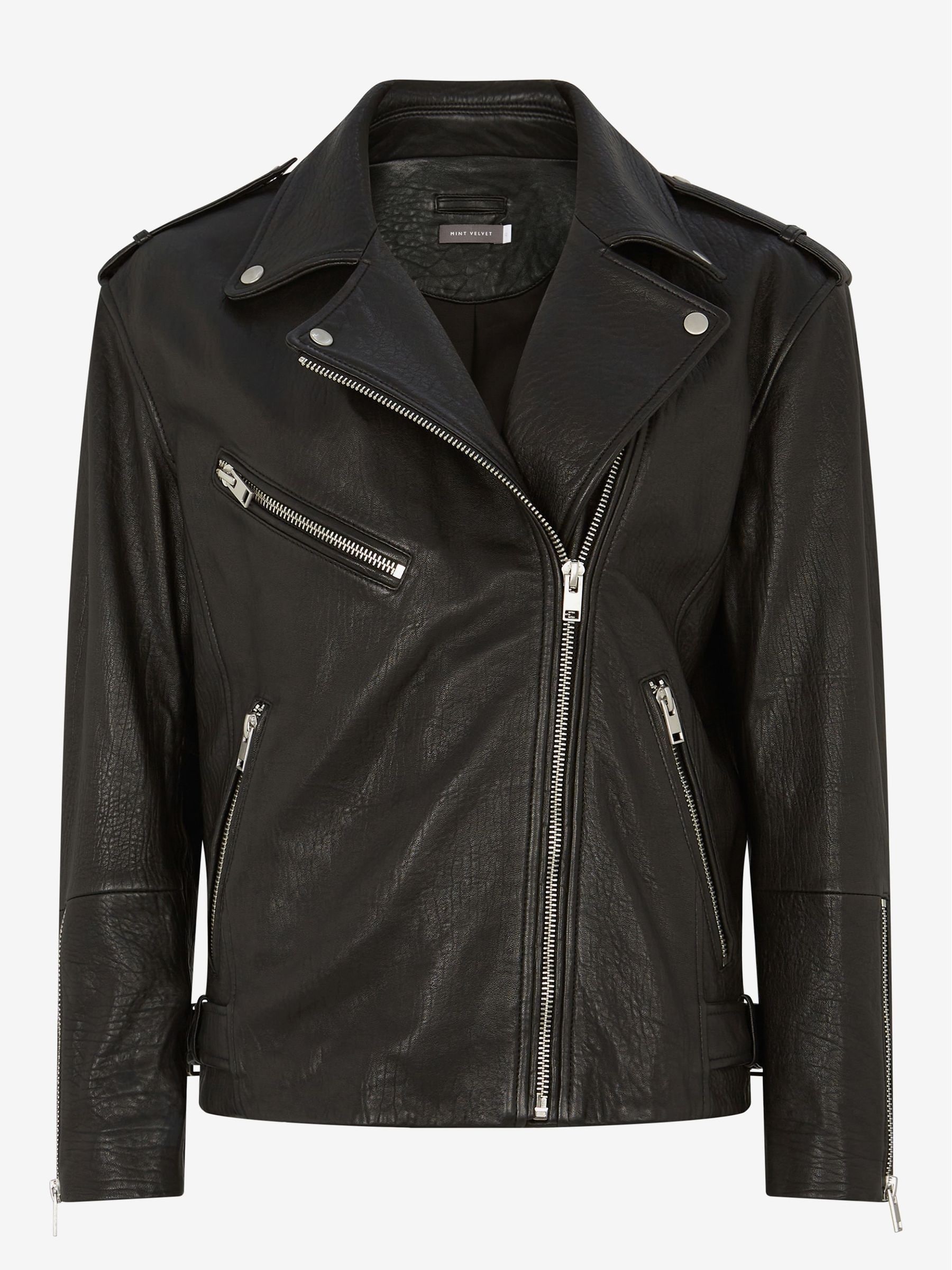 Mint Velvet Black Oversized Leather Jacket
