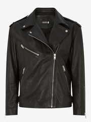 Mint Velvet Black Oversized Leather Jacket - Image 3 of 4
