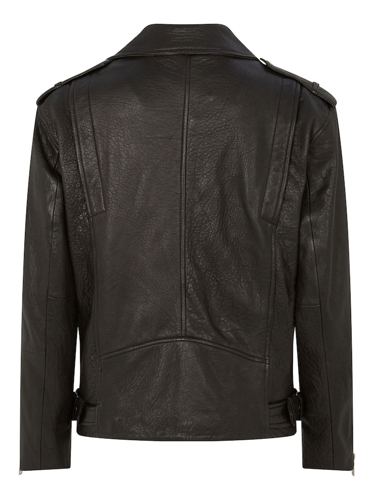 Mint Velvet Black Oversized Leather Jacket - Image 4 of 4