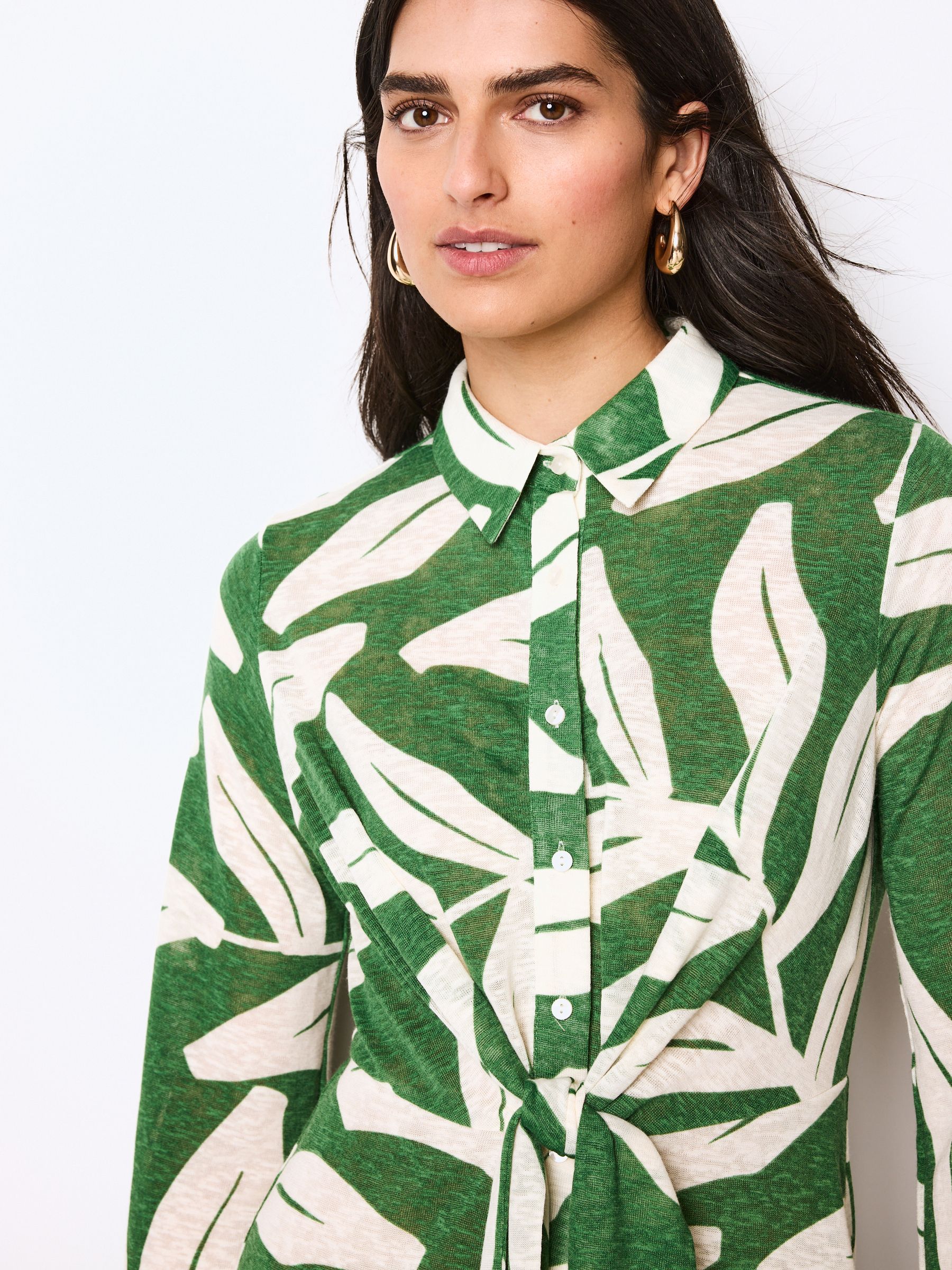 Buy Green Leaf Print Shirt Midi Dress from Next Luxembourg