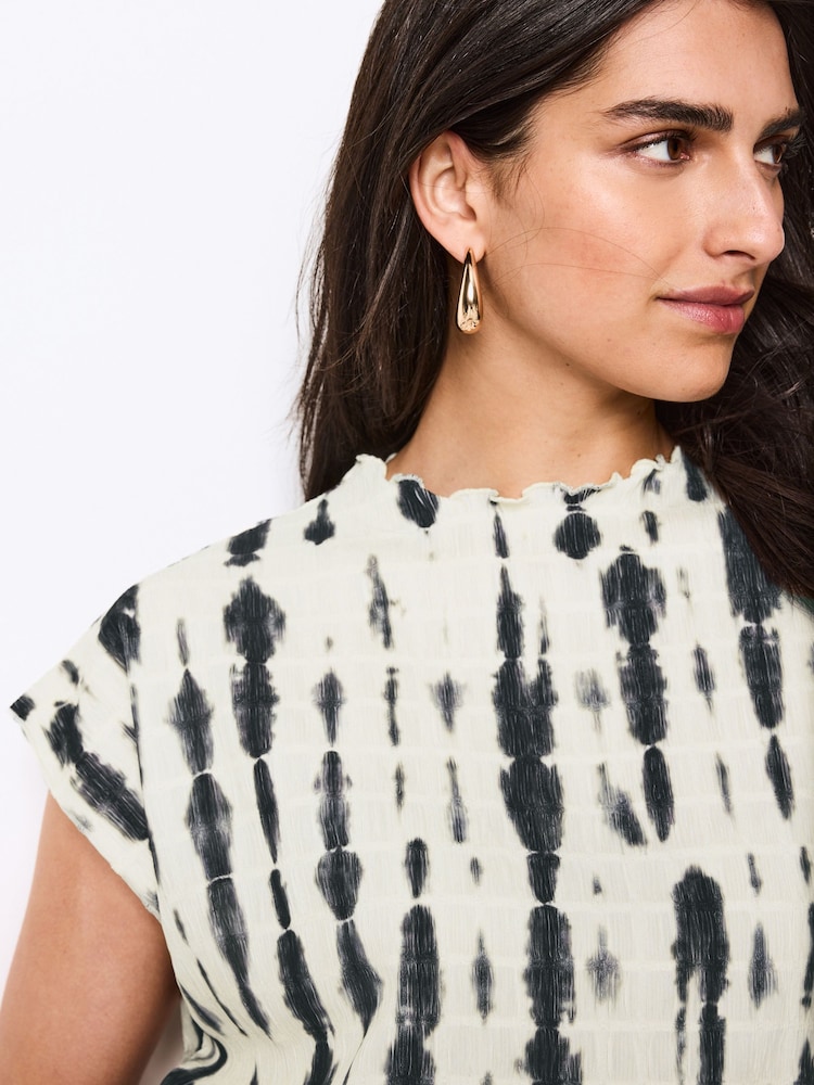 Ecru Tie Dye Short Sleeve Textured T-Shirt - Image 1 of 6