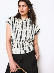 Ecru Tie Dye Short Sleeve Textured T-Shirt - Image 2 of 6