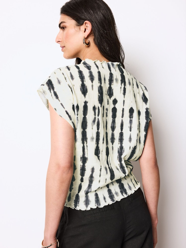 Ecru Tie Dye Short Sleeve Textured T-Shirt - Image 2 of 5 Ecru Tie Dye Short Sleeve Textured T-Shirt - Image 2 of 5