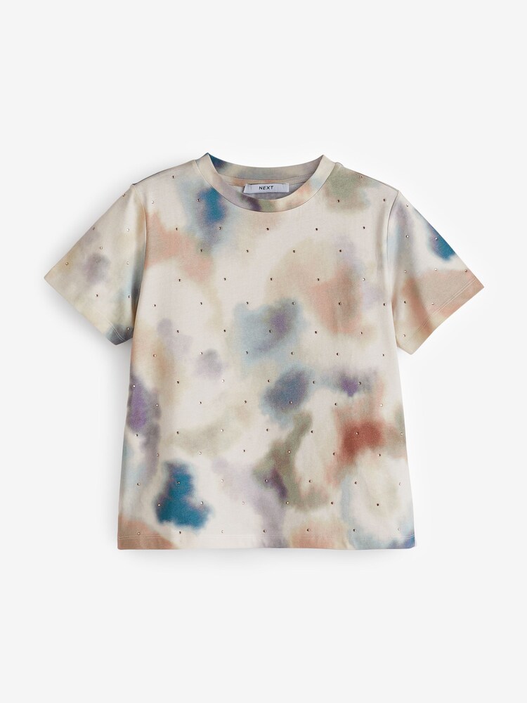 Buy Pink Tie-Dye Short Sleeve Sparkle Embellished T-Shirt from