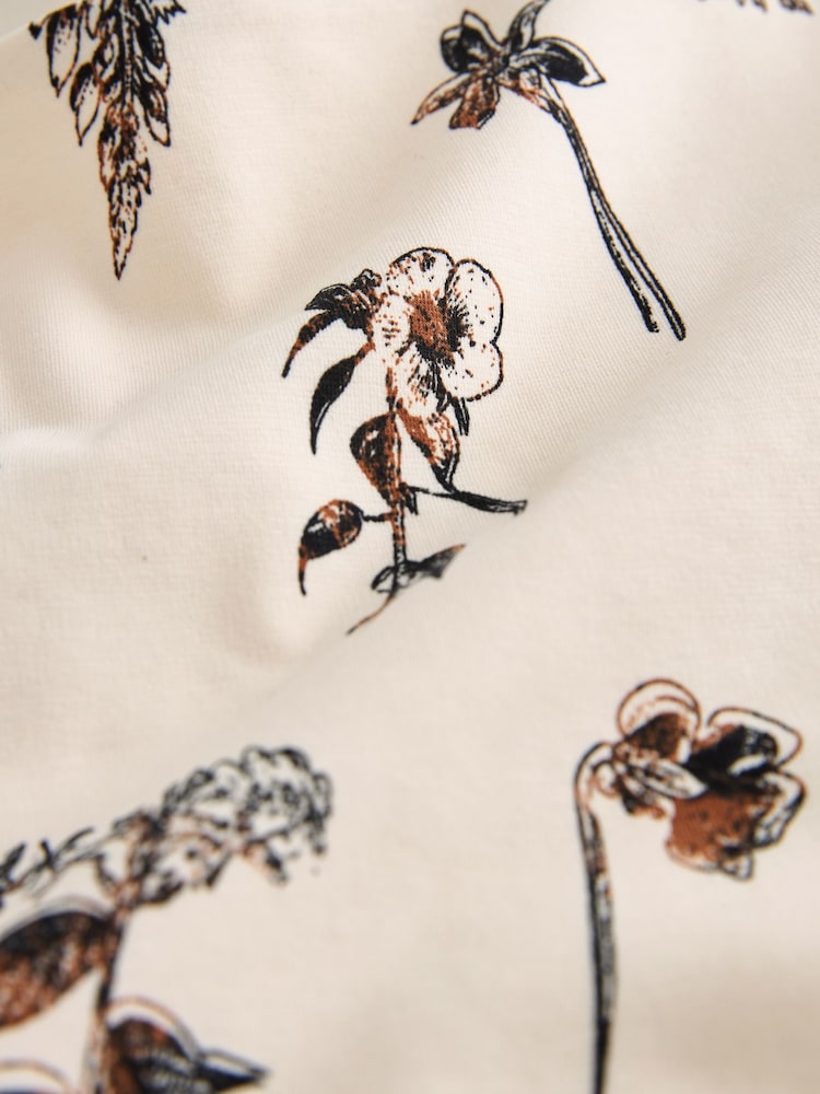 Ecru Floral Print Square Neck Short Sleeve T-Shirt - Image 7 of 7