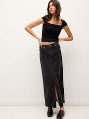 Black Square Neck Short Sleeve T-Shirt - Image 2 of 6