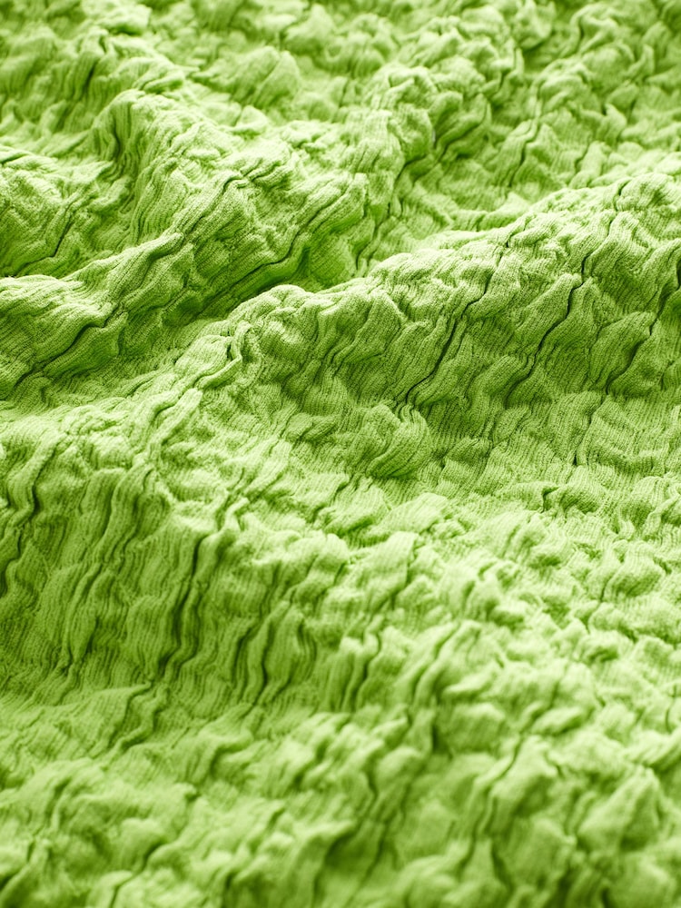 Green Textured Twist Front Short Sleeve Top - Image 6 of 6