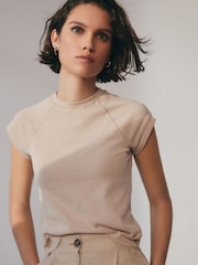 Neutral Wash Crew Neck Short Sleeve Raglan Top - Image 1 of 6